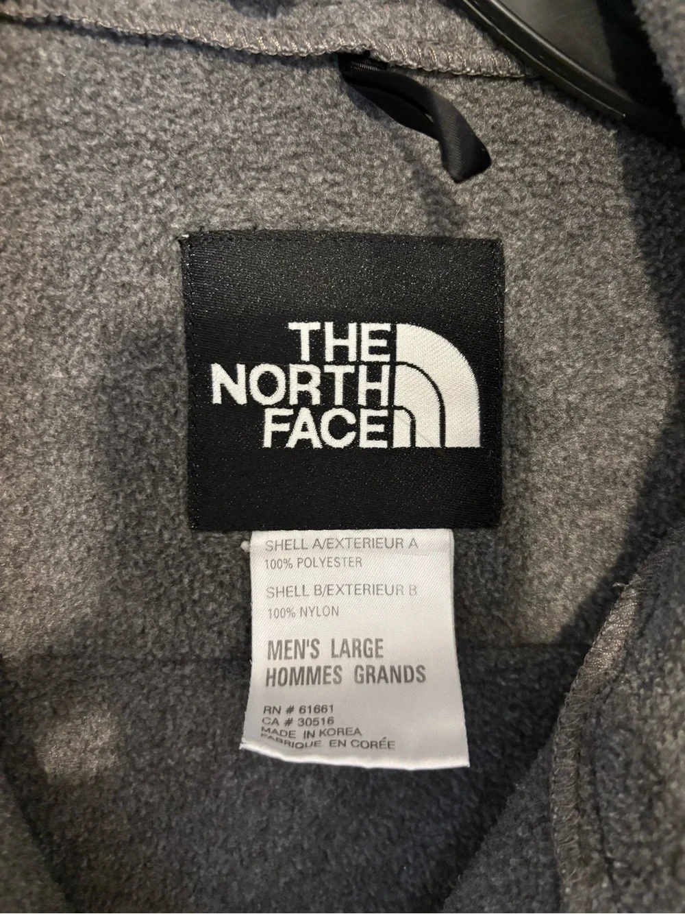 The North Face Men’s Gray and Black Hybrid Fleece Jacket